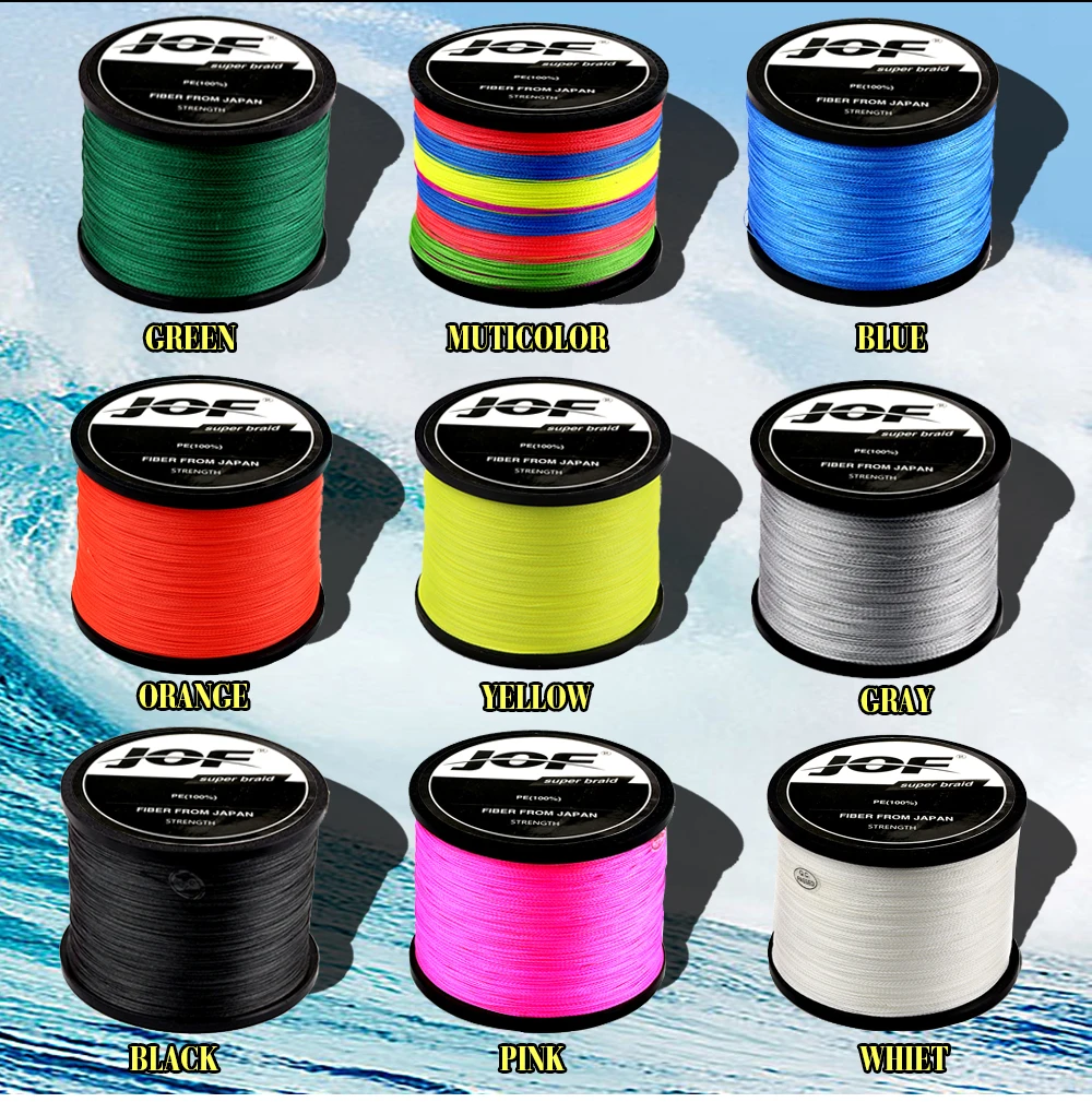 JOF PE-Angelschnur mit geflochtenem Draht, 1000 m, 500 m, 4 Stränge, 0,16 mm–0,50 mm, 18LB-80LB, japanische starke Multifilament-Faser-Angelschnur – Detail 5
