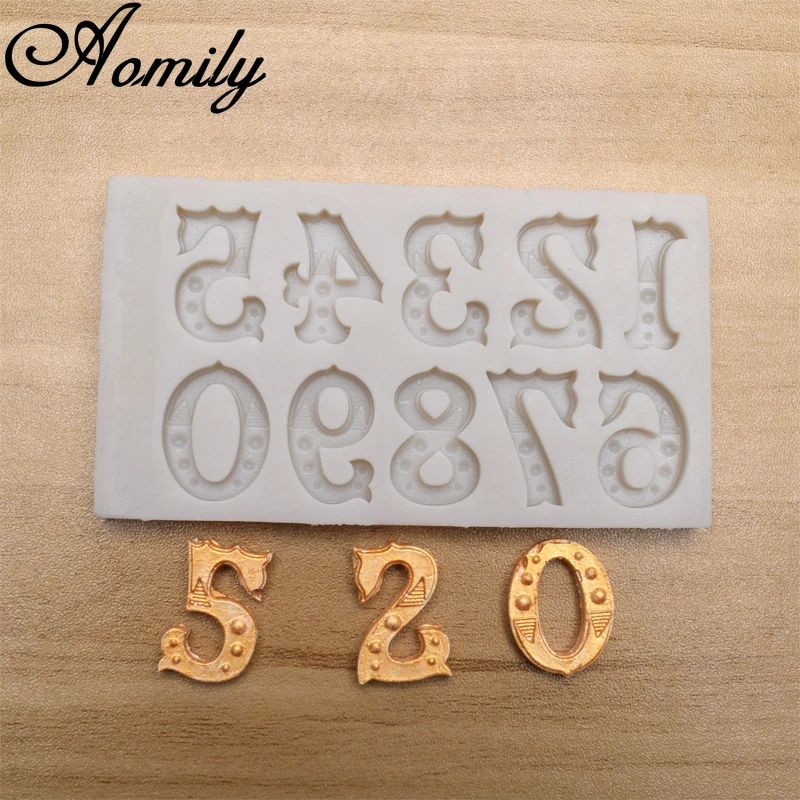 Aomily Number 0-9 Silicone Molds Cake Chocolate Mold Wedding Cake Decorating Tools Fondant Mould Cake Decoration Accessories