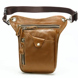 Men's Waist Bags Genuine Leather Belt/Leg Bag Horse Riding Leg Bag Travel Fanny Pack Leather Belt Phone Pack Money Pouch for Man