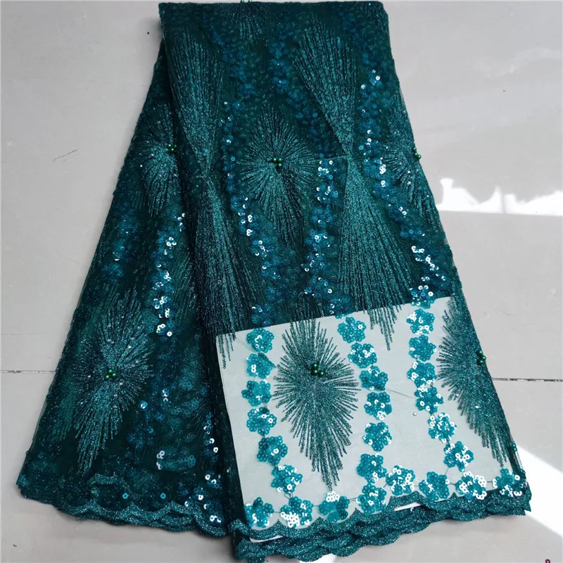 Wholesale Price High Quality Sequins Lace Fabric Embroidery Tulle Lace Trim Party Dress For African Lace Fabric green Purple