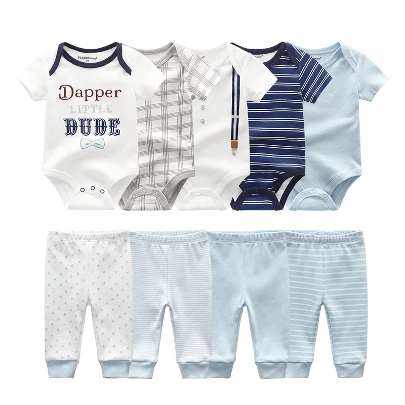 Unisex baby clothes Baby Boy Clothes Clothing Sets 0-12M Baby Boy Girl Clothes Newborn Baby Cotton Rompers+Pants Roupa de bebe