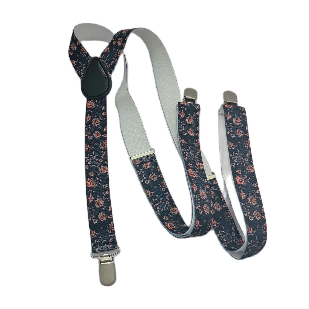 Fashion Flower Print Kids Adult Suspenders 2.5cm Wide Elastic Adjustable Y Back Braces For Women Men Boys Girls Baby Accessories