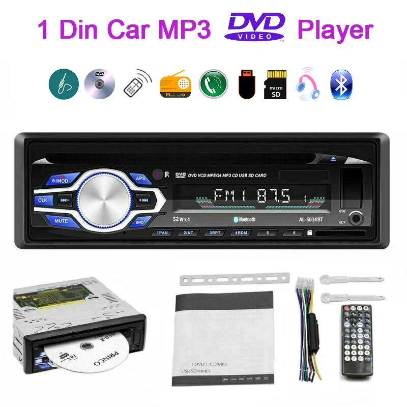 

Car Multimedia Player 12V MP3 Bluetooth Car radio bluetooth Car DVD VCD CD Tuner Stereo FM Radio Audio USB SD In-Dash 1 DIN