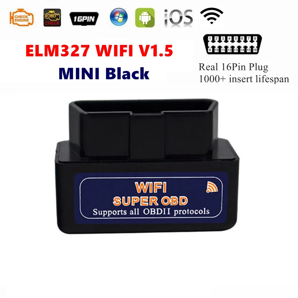 For IPhone Android PC ELM327 V1.5 WIFI OBD2 Diagnostic Interface OBDII Scanner Tools ELM 327 V1.5 Hardware Support More Car