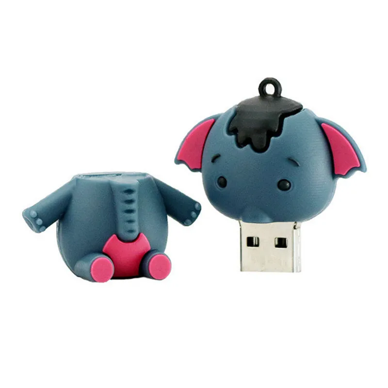 Hoạt Hình Hình Voi Đèn LED Cổng USB Dễ Thương USB 2.0 4GB/8GB/16GB/32GB/64GB/256GB Tặng Bút Dung Lượng Thực USB Tặng