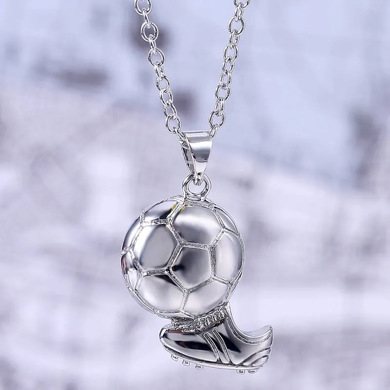 Huitan Play Football Shape Pendant Sporty Jewelry Salute to Football Charm Necklace Birthday Party Gift Nice Option Soccer Fans