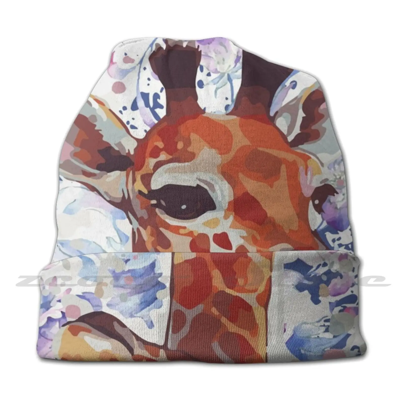 Giraffe-Cute Giraffe-Giraffe Drawing Knit Hat Elastic Soft Personalized Pattern Present Cap Party Animal Cute Giraffe Farbig