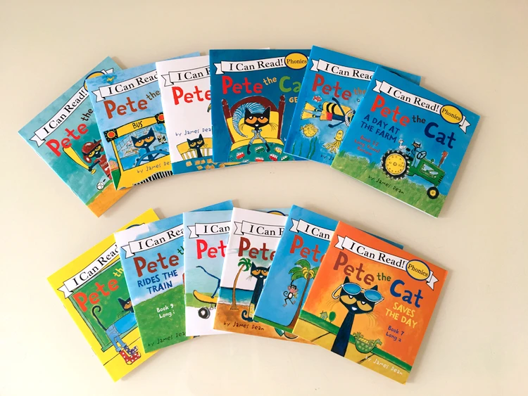 Random 4 Books 13x13cm Picture Books For Kids Children Baby English Pete Cat Series Storybook Child IQ EQ Training Bedtime Story