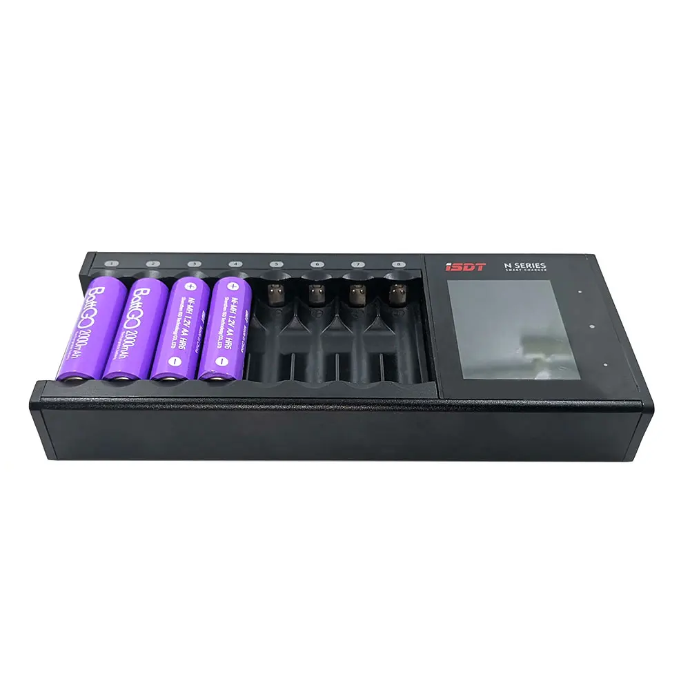 ISDT N8 LCD Display Universal Battery Charger 8-Slot Speedy Smart Battery Fast Charger for Rechargeable Batteries AA AAA Li-lon