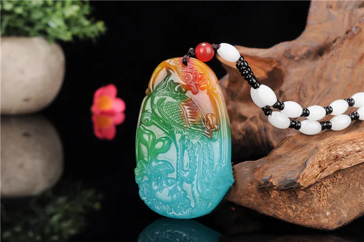 Hot Natuurlijke Kleur Tian Stone Phoenix Hanger Chinese Jadeite Sieraden Fashion Charm Reiki Fengshui Amulet Hand Gesneden