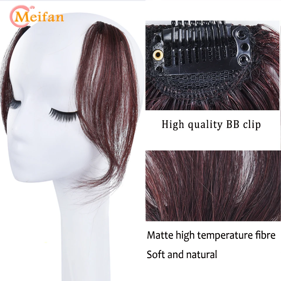 MEIFAN Synthetic Invisible Natural False Middle-part Bangs Hair Extensions Clip in the Front Side Bangs Fake Fringe Hairpiece