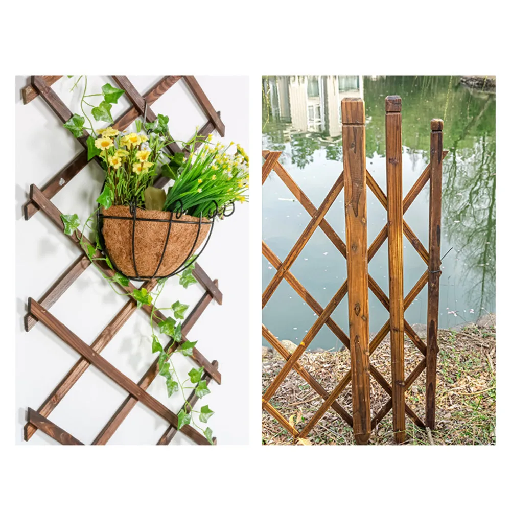 Folding Flower Stand Garden Planter Climbing Grid Trellis Decoration Fence Retractable Wooden Outdoor Planting Support Frame