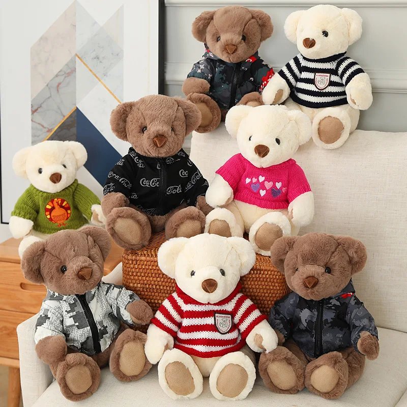 

1pc 30cm High Quality Teddy Bear Plush Toys Soft Stuffed Bear Wear Sweater Doll Children Boys Huggable Pillow Toy Girls Gifts