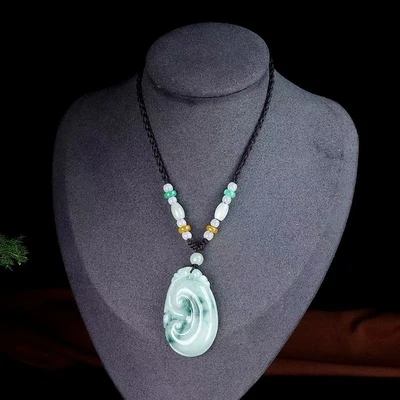 Fine Jewelry Natural Goods Jadeite Top Quality Necklace Manual Sculpture Pendant Exquisite Accessorie