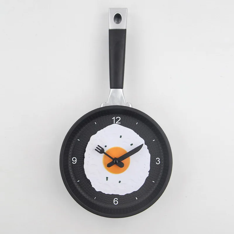 

ABS Top Grade Creative Wall Clock shi le Pot Clock Fried Egg Flat-bottom Pot Clock Wall Watch