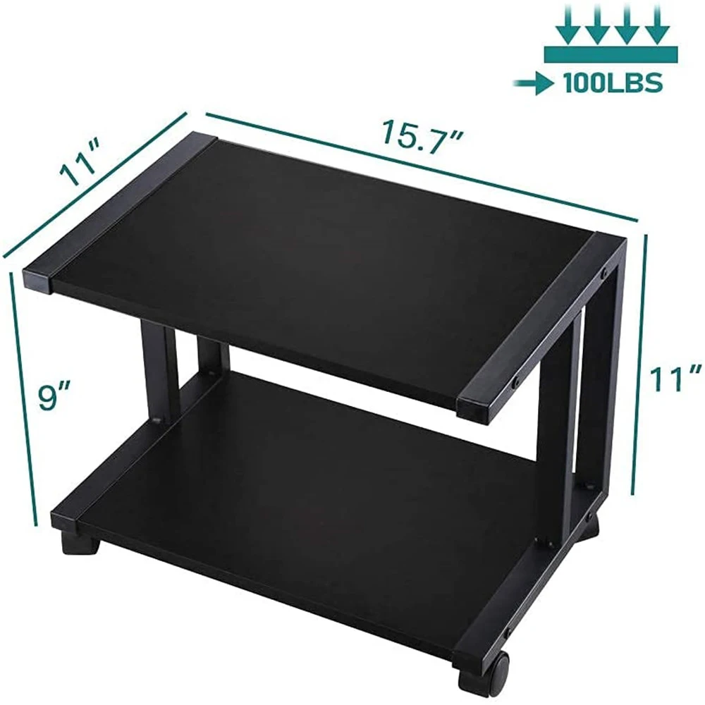 Desktop Printer Stand Wood Desk Storage Organizer Book  Shelf Desk Rolling Printer Cart for Fax MachinePrinter Stand Steel Frame