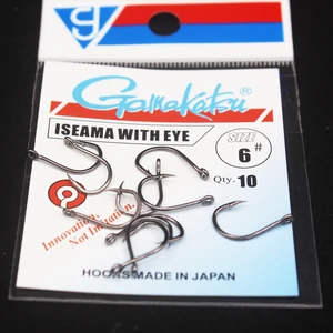 Gamakatsu Eyed Fishing Hook, Iseama Carp circle, only jig hook, eye ring, japan fishhooks, 10pcs per lot, size 1/0-14 # 8 Main Sales Anzol Gamakatsu - №1
