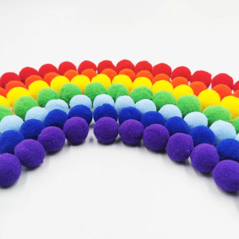 Rainbow Pompom 8-30mm Mini Balls for Children Creativity Manual Work Nursery School Soft Fluffy Pompone Christmas DIY Decoration