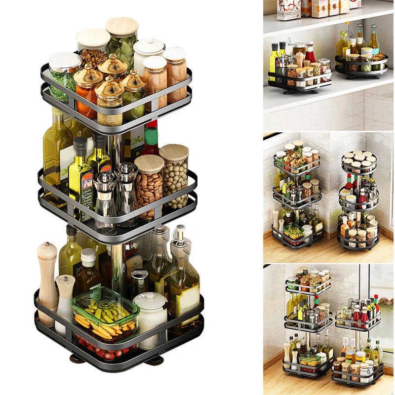 360° Rotating Storage Rack Utilize In Any Room Of The House Desktop Storage Holder Bedroom Cosmetic Supply Kitchen Organizer