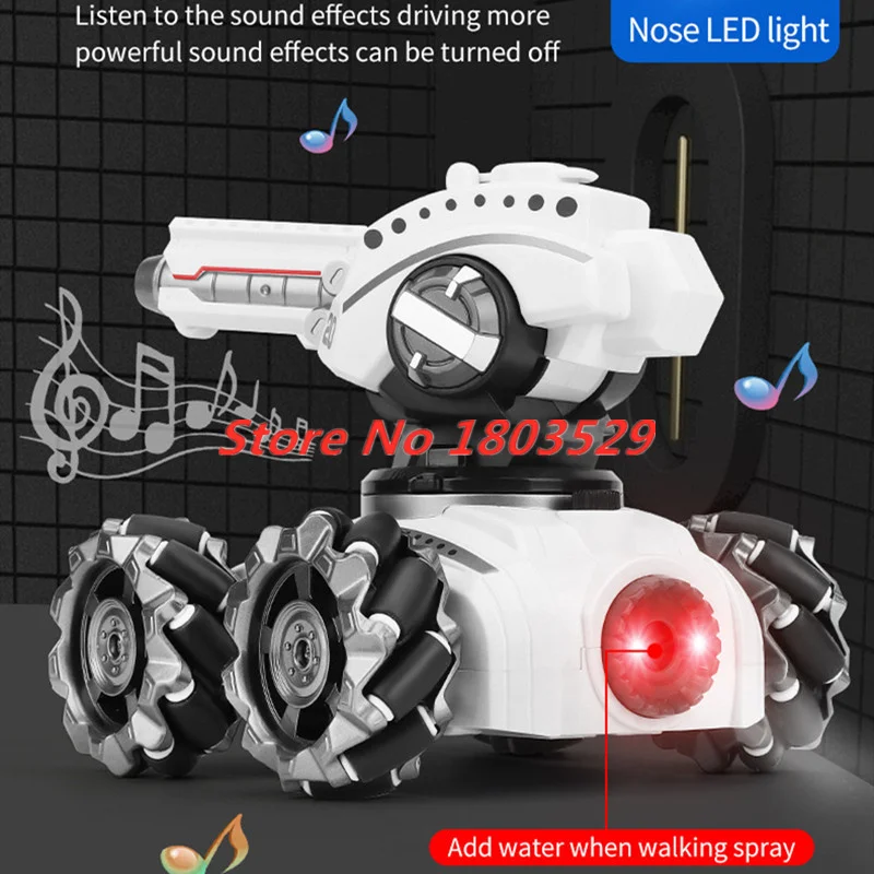 2.4G Watch Control Water Bomb RC Tank With Light & Music Shoots Ball Battle   Tracked Vehicle Remote Control War Tank Car Gifts