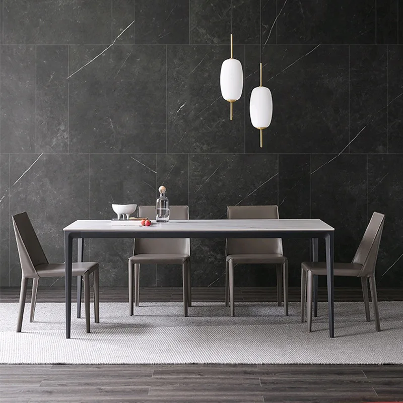 rock plate dining table and chair combination Minimalist household small-sized Nordic marble dining table Modern simplicity