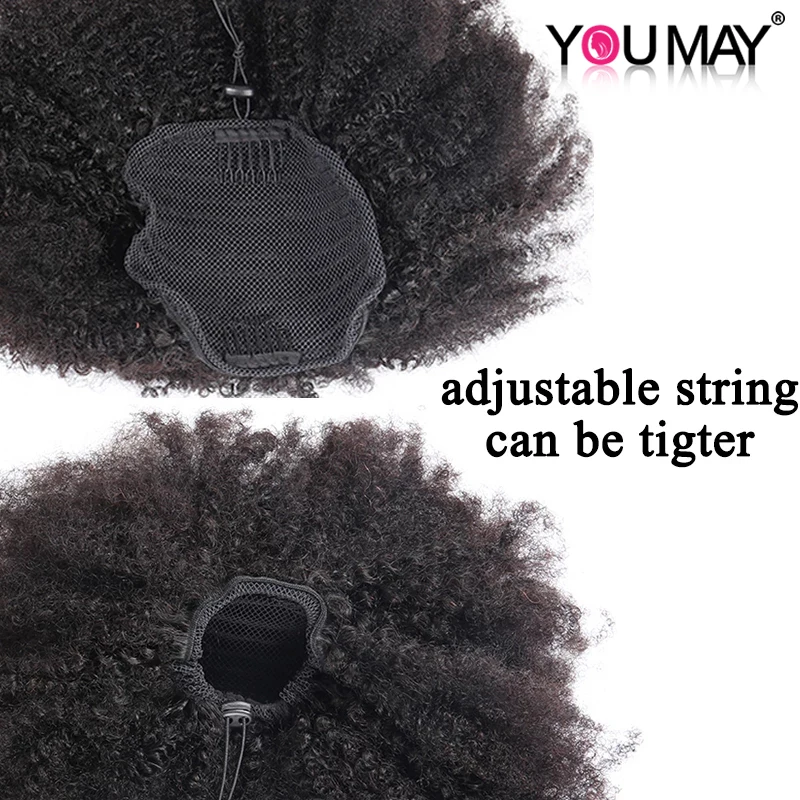 Afro Kinky Curl Drawstring Ponytail Human Hair Ponytail For Black Women Clip in Hair Extensions Human Hair Wrap Ponytails YouMay