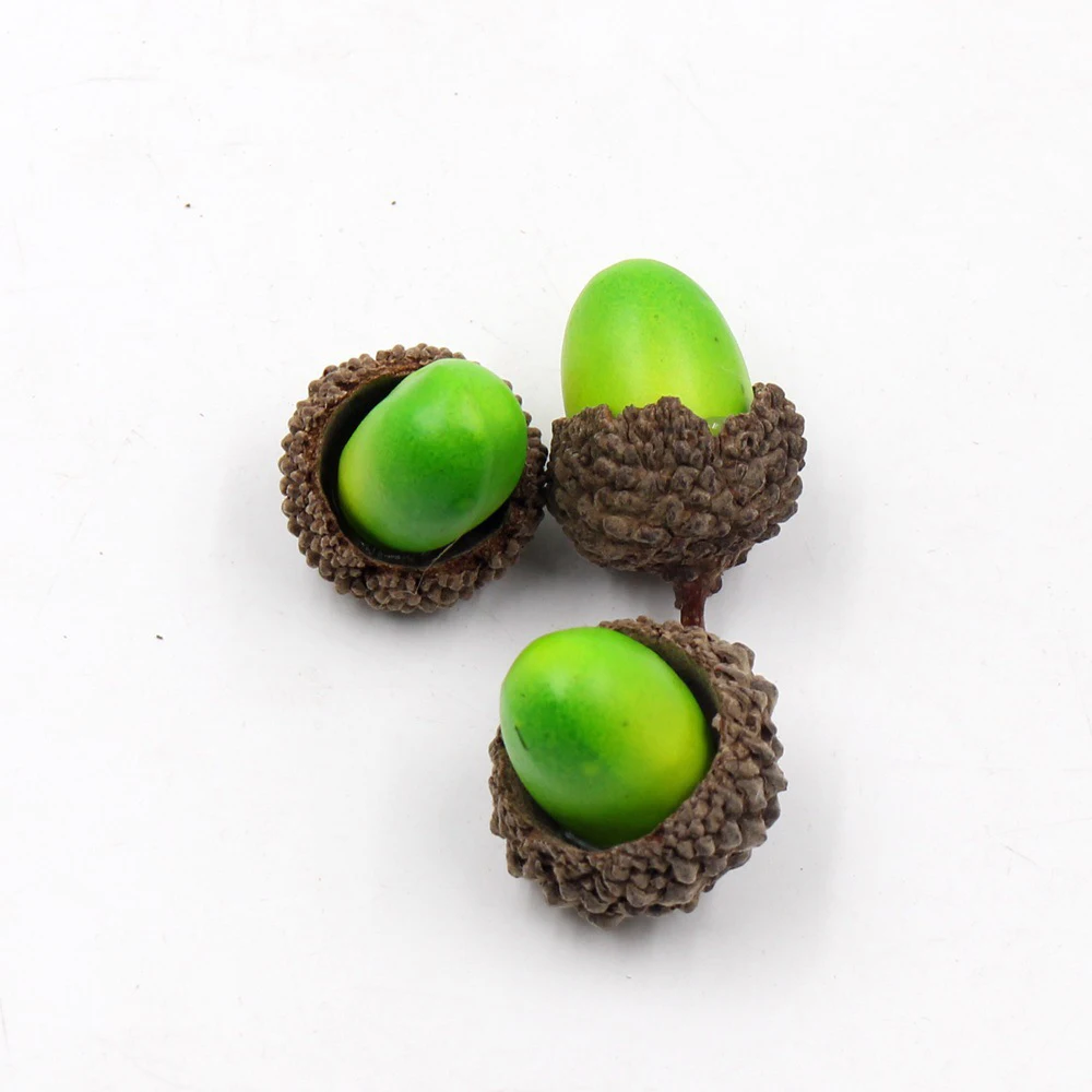 10Pcs Artificial Simulation Mini Acorn Oak Nut Fake Fruit Ornament Home Decor