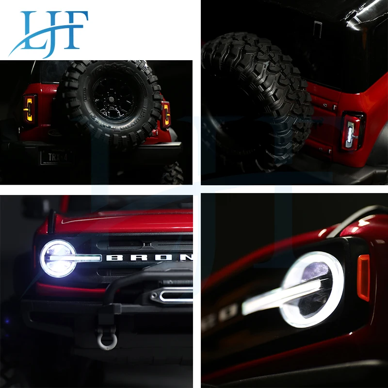 LJF 2021 new LED Light System Front & Rear Lamp Group for 1/10 RC Car Traxxas TRX4 Ford Bronco Front and Back Headlights L339