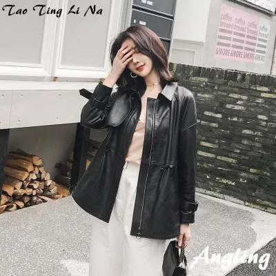 

Tao Ting Li Na Women Spring Genuine Real Sheep Leather Jacket R8