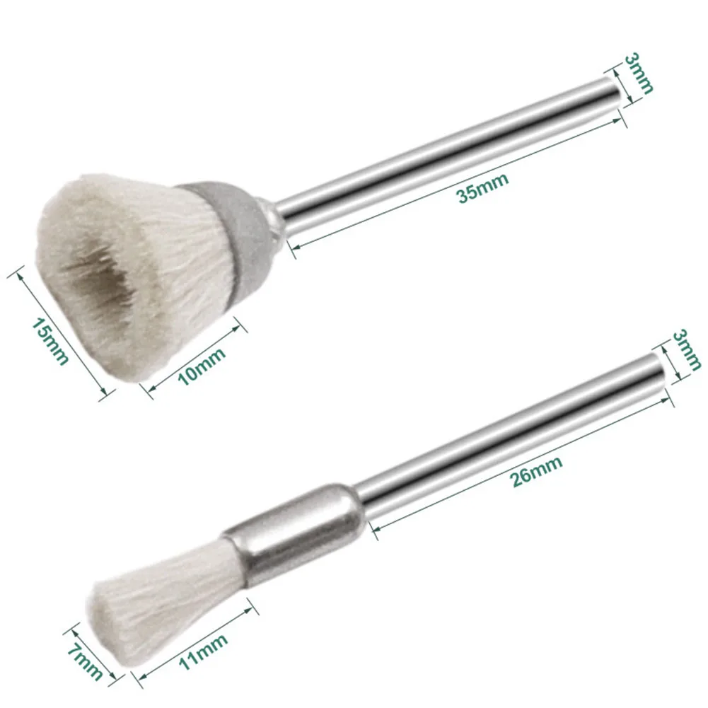 6 Chiếc Len Trắng Bàn Chải 3Mm Đầu Mài Có Tay Cầm Ngọc Chạm Khắc Đánh Bóng Bạc Bộ