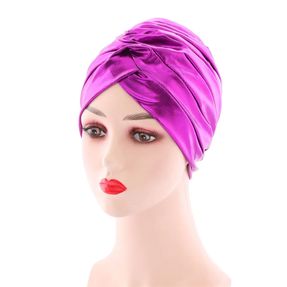 

Trendy Twisted African India Hat Glitter Muslim Turban Hijab Female Head Wraps Islam Headwear Turbante Mujer Bonnet Chemo Cap