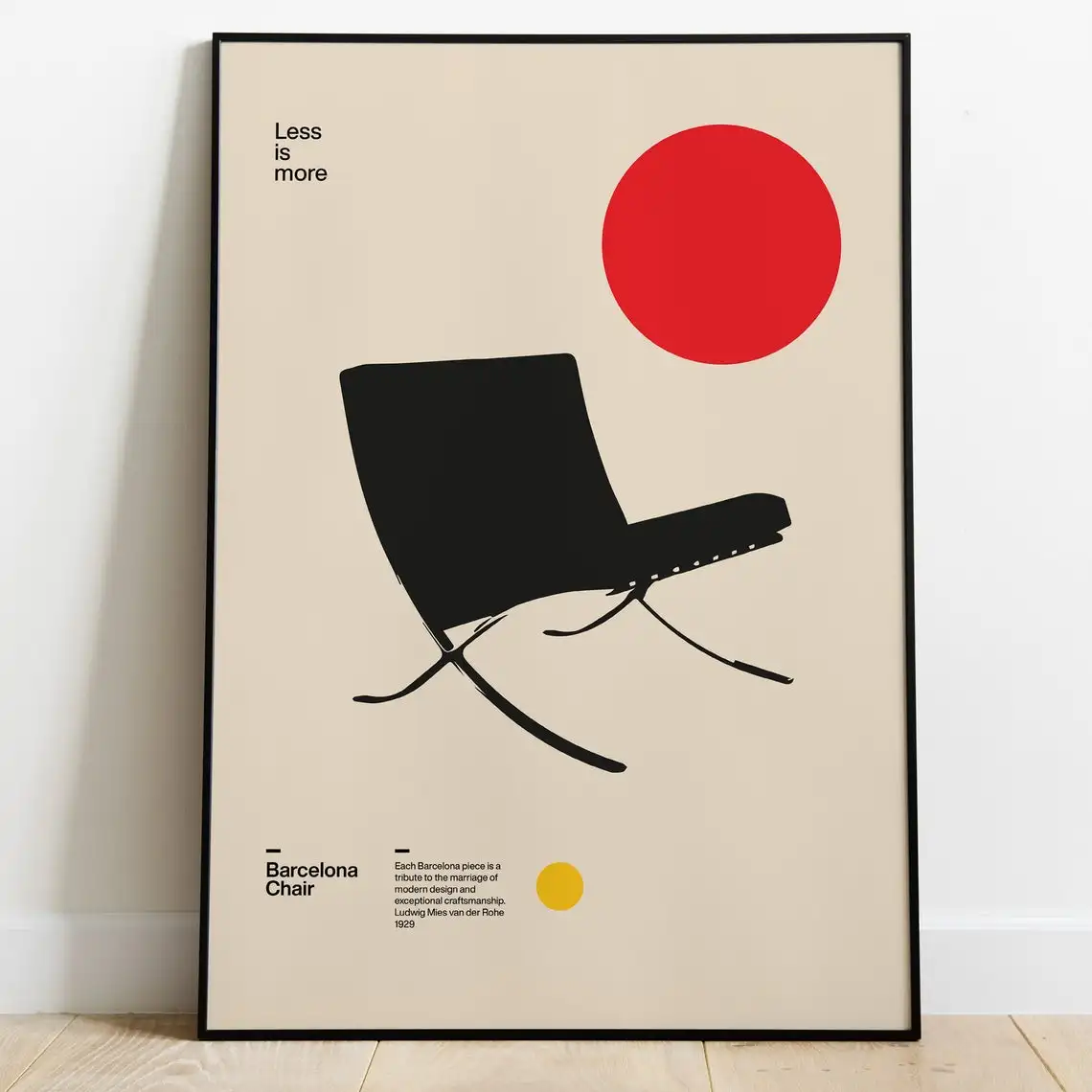 Barcelona Chair Poster by Ludwig Mies Van Der Rohe Bauhaus Design Furniture Style Art Print Home Decor