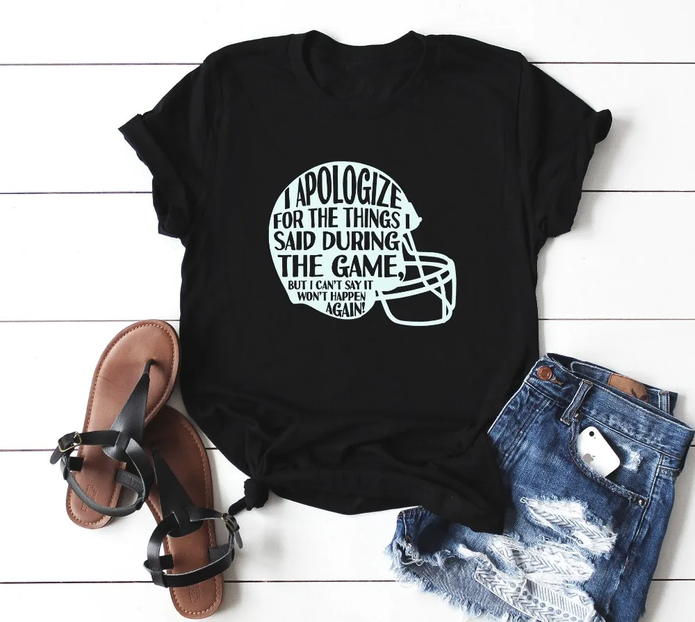 Funny Slogan Women Unisex Casual Aesthetic Tumblr T-shirt Goth Tees I Apologize for The Things  Said During  Game Mom Shirt