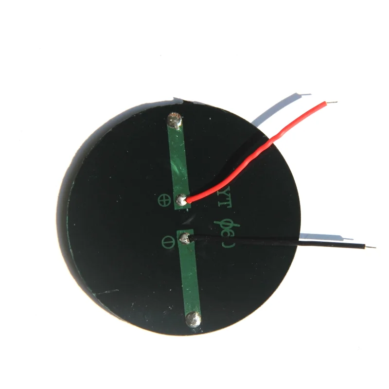 充電器用丸型ソーラーパネルとワイヤー,多結晶ソーラーセルモジュール,ライト,直径60mm, 5v,3.7v-5v,10個