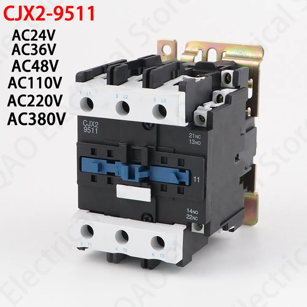 

95A 3P Silver contact CJX2-9511 AC Contactor 1NO 1NC 220V 380V 110V 36V 24V 12V LC1-D