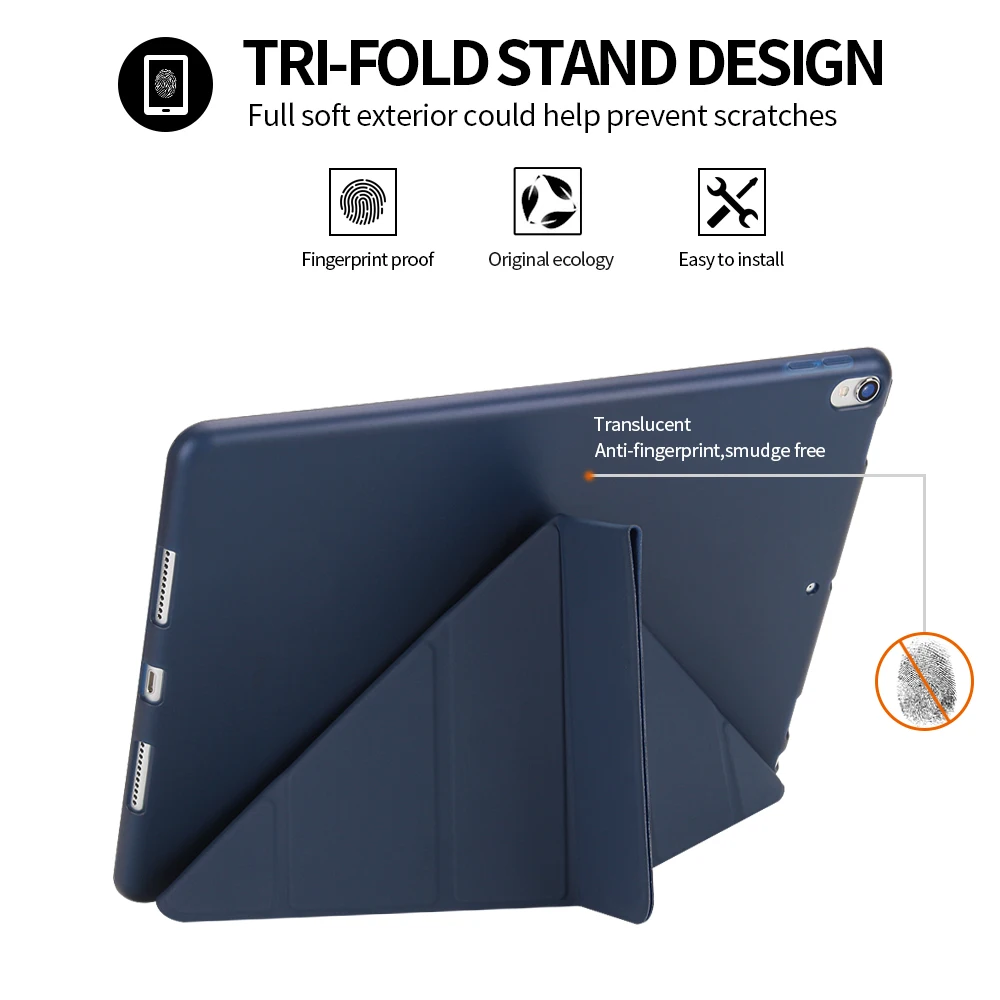 Per Apple ipad Air Caso 3 10.5 Pollici Custodia In Pelle Multi-fold PC Duro Della Copertura Posteriore per ipad Pro 10.5 Custodie 2017 A1701 Funda