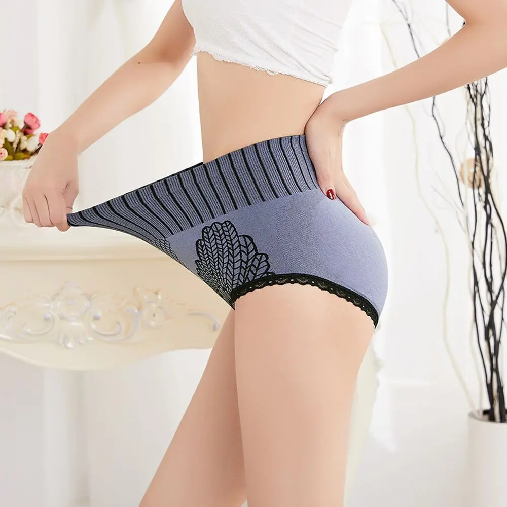 

Plus Size Panties Women High Waist Underwear Abdomen Female Hip Lift Briefs Double Bottom Crotch Lace Seamless Sexy Lingerie