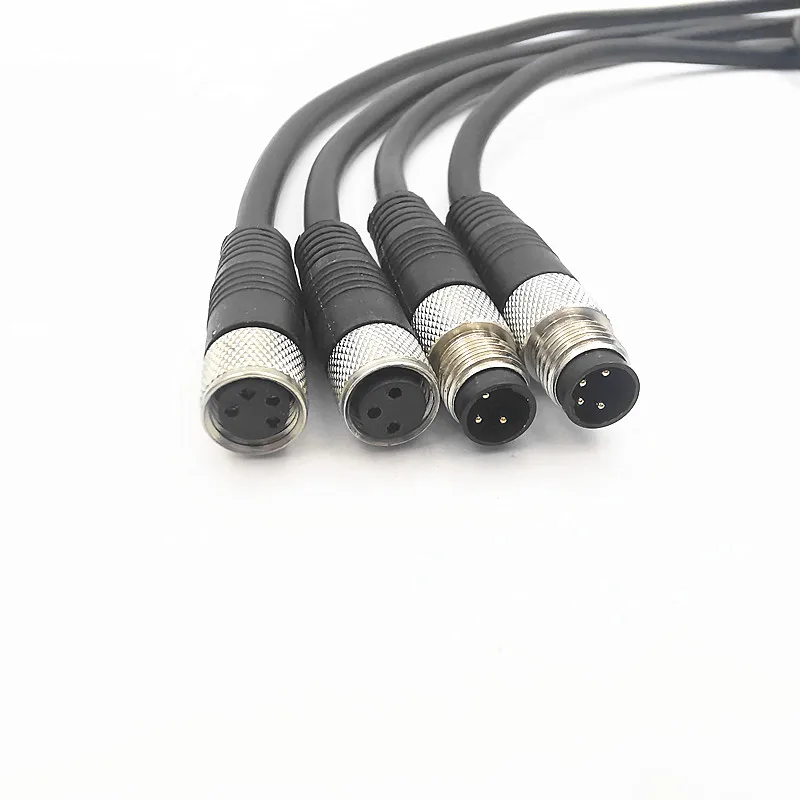 M8 Double Side Plug Connector 5m PVC Cable Male Female 3&4 Pin Straight&Angle Aviation Industry Machines Eletrical Adapter