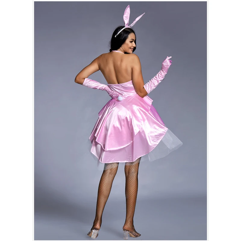 Carnevale Halloween Lady Sexy Pink Bunny Girl Costume Lovely Tulle Tuxedo Rabbit Disfraz Cosplay Fancy Party Dress