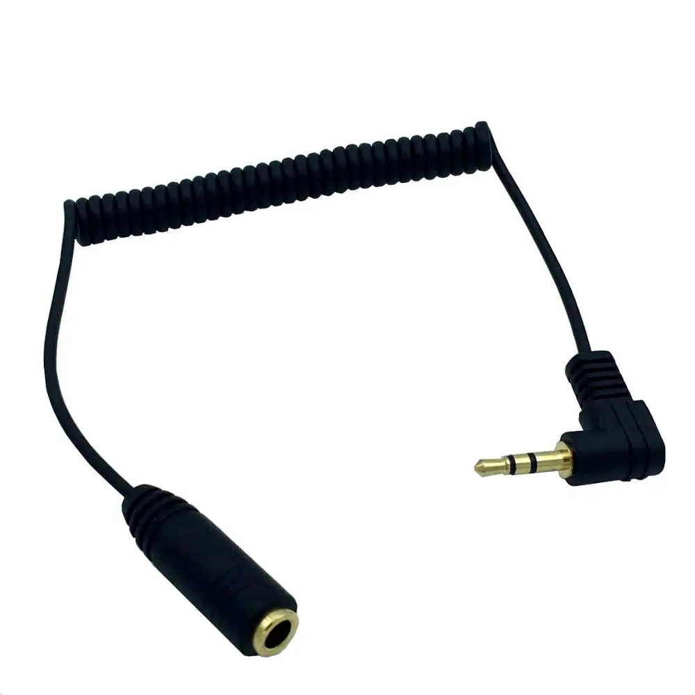90 Degree Right Angle 2.5mm to 3.5mm Jack Spring Retractable Extension Cord Audio Cable For Mobile Phone Computer Tablet Speaker
