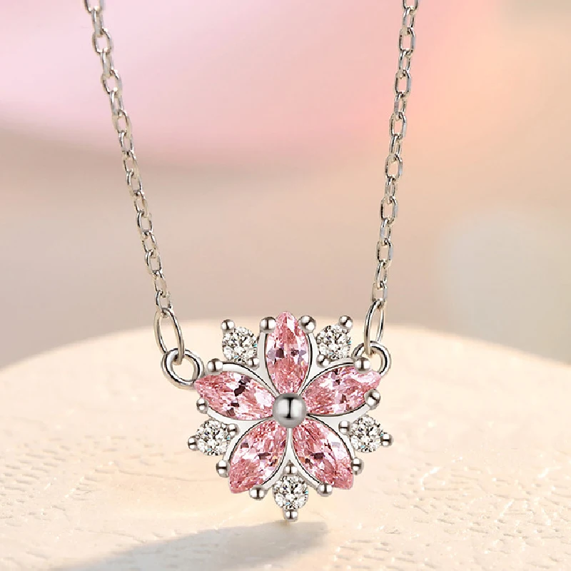 

Fashion Necklace for Women 925 Silver Jewelry with Zircon Gemstone Snowflake Shape Pendant Ornaments Wedding Promise Party Gift