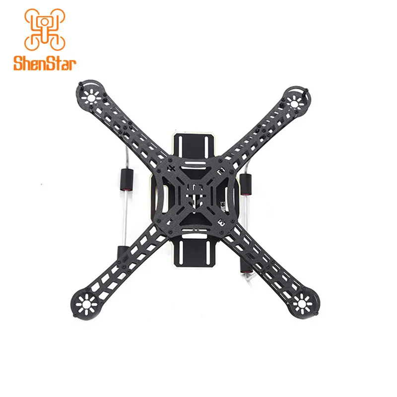 ShenStar 4-osiowy z włókna węglowego 380mm zestaw ze szkieletem nie rozmontowany stojak z aluminiowym zestaw do lądowania na 10 Cal śmigła DIY samolot Quadcopter