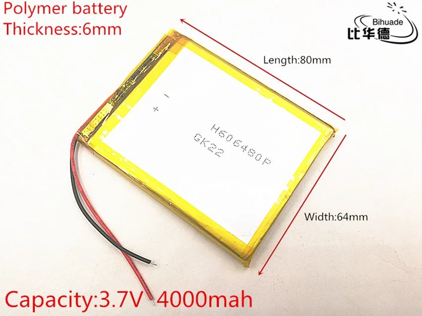 1 قطعة/الوحدة 3.7 فولت ، 4000 مللي أمبير ، 606480   بليب؛ بطارية ليثيوم أيون بوليمر / ليثيوم أيون لنظام تحديد المواقع العالمي (GPS)، mp3، mp4، mp5،