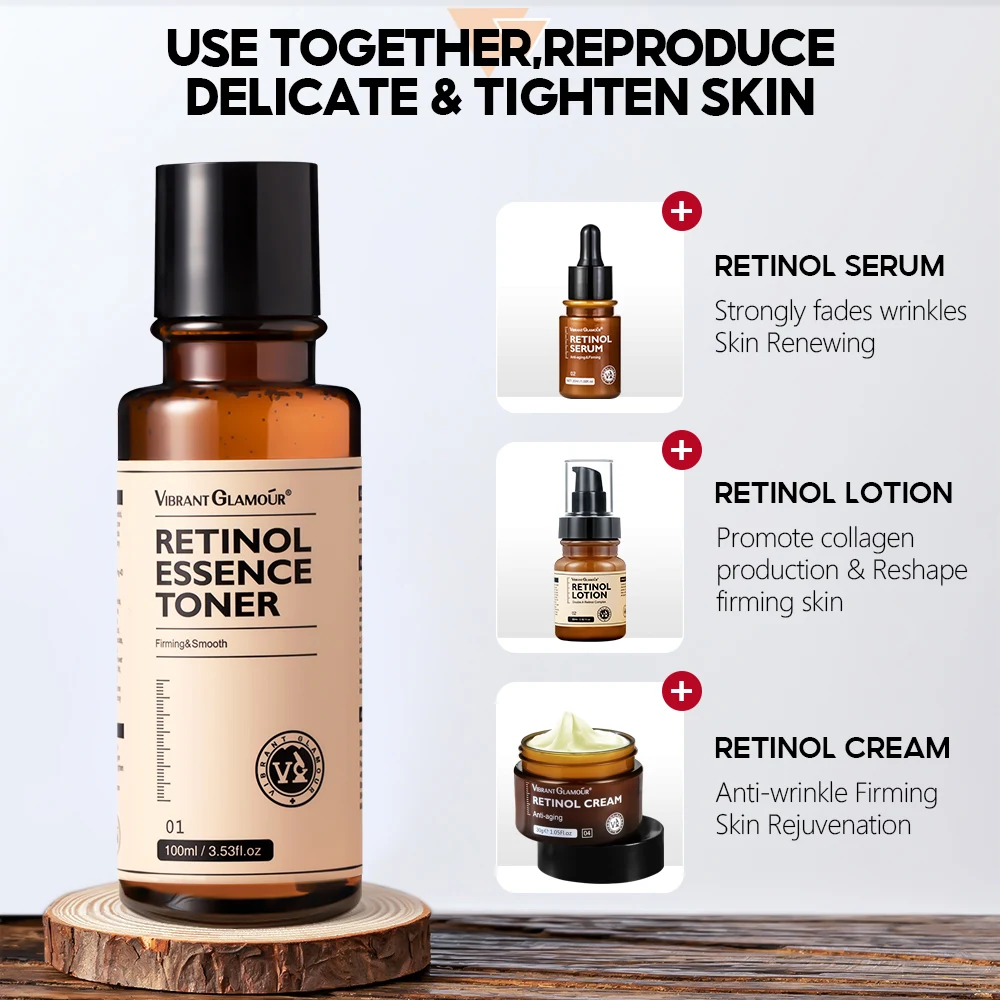 VIBRANT GLAMOUR Retinol Essence Toner Anti-Aging Remove Wrinkle Firming Lifting Whitening Brighten Moisturizing Facial Skin Care