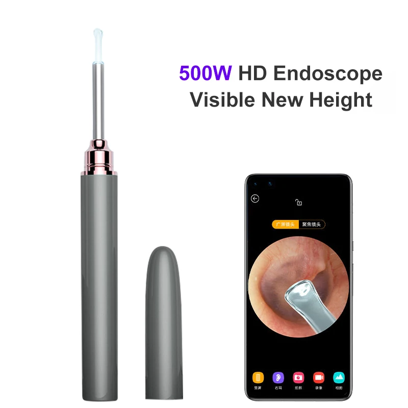 Endoscopio inalámbrico de alta precisión, minicámara de otoscopio, limpiador de oídos, boroscopio, USB, Visual inteligente, 500W