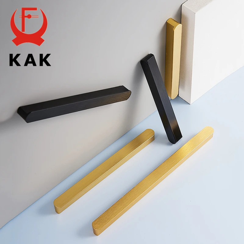 KAK American Style Black Cabinet Handles Aluminum Alloy Kitchen Cupboard Pulls Drawer Knobs Long Furniture Handle Hardware