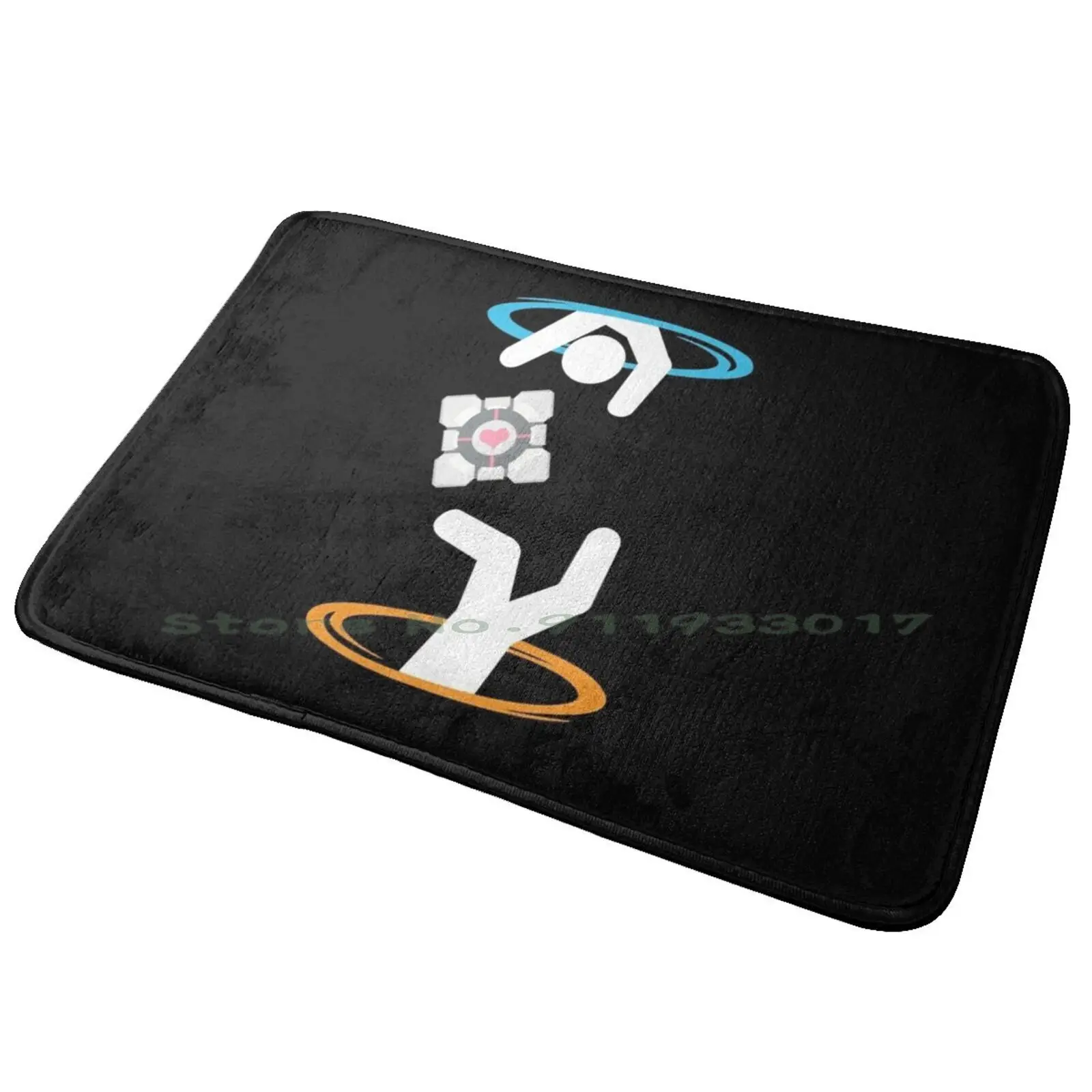 

Don't Lose The Cube ( Transparent ) | Portal Entrance Door Mat Bath Mat Rug Portals Black Stickman Portal 2 Video Games Gamer