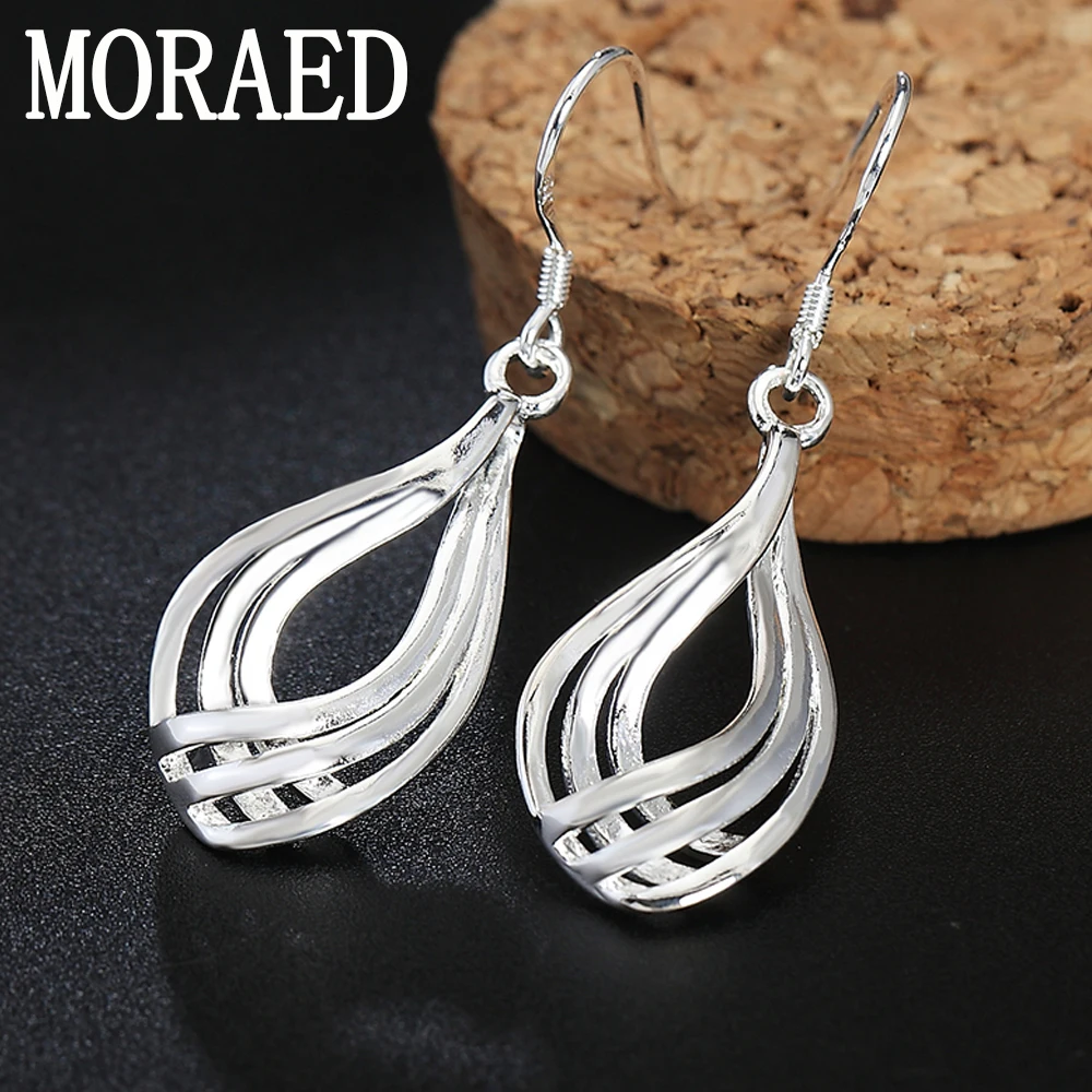 925 Silver Drop Earrings For Women Twist Wave Line Water Drop Earrings Fashion Jewelry Lady Gift