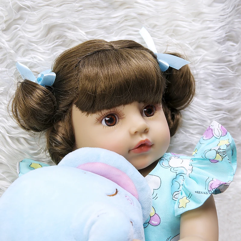 55CM NPK reborn baby doll toddler girl bebe reborn very soft full body silicone doll bath toy