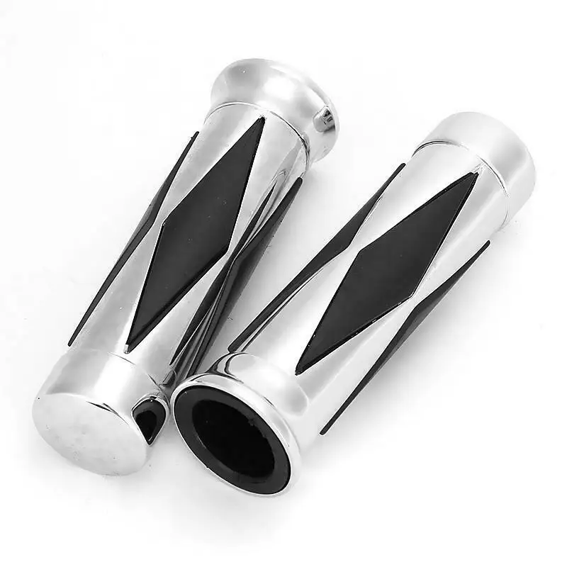 Chrome Motorcycle Grip Hand 1inch Handlebar Diamond Chopper Bobber Cruiser Motos Custom Accessories for Yamaha XVS 650 ...